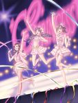  3girls engine_sentai_go-onger g3_prinicess idol kegalesia micro multiple_girls pink_dress rouyama_saki stage super_sentai sutou_miu 