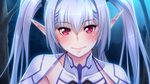  1girl aoi_nagisa_(artist) aoi_nagisa_(metalder) elf female game_cg light_blue_hair long_hair looking_at_viewer phyllis_hagerhelm pointy_ears red_eyes silver_hair smile solo twintails very_long_hair youkoso!_sukebe_elf_no_mori_he 