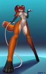  2017 anthro bourbon._(artist) breasts canine female fox hi_res mammal nipples nude pussy ribbons smile whip yellow_eyes 