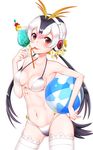  :p armpits ass_visible_through_thighs ball beachball bendy_straw bikini bird_tail black_hair blue_hawaii blush breasts breasts_apart cup drinking_glass drinking_straw dripping flower front-tie_bikini front-tie_top hair_flower hair_ornament headphones highres holding holding_ball holding_cup hurricane_glass kemono_friends looking_at_viewer low_twintails medium_breasts mouth_hold mugi_(iccomae) multicolored_hair navel pineapple_slice pink_hair plumeria red_eyes royal_penguin_(kemono_friends) solo swimsuit thighhighs tongue tongue_out tropical_drink twintails white_hair white_legwear 