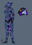  2017 anthro armor breasts camo clothed clothing cyberpunk digital_media_(artwork) female fish helium2 helmet hi_res marine military nova_whitesail science_fiction shark simple_background solo standing 