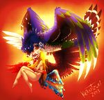  2013 anthro avian bird duo feathered_wings feathers female feral hybrid kero_tzuki wings 