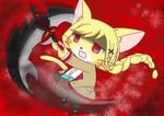  artist_request blonde_hair cat cat_busters open_mouth red_eyes sword 