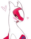  &lt;3 ambiguous_gender blush eyelashes latias legendary_pok&eacute;mon nintendo open_mouth pok&eacute;mon silkymaiden_(artist) simple_background solo teeth tongue video_games white_background yellow_eyes 