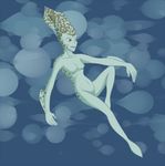  2015 anthro arm_fins breasts cephalopod featureless_breasts female marine navel nude solo squid tggeko underwater water 