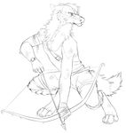  4_toes anthro barefoot canine digitigrade holding_object holding_weapon kero_tzuki male mammal sketch solo toes weapon wolf 