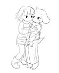  anthro asriel_dreemurr barefoot blush caprine chara_(undertale) child clothed clothing cub duo female fur goat holding_(disambiguation) human male male/female mammal semi standing undertale video_games white_fur young 