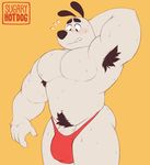  anthro armpit_hair black_hair bulge canine clothing dog dudley_puppy fur hair invalid_tag male mammal muscular nickelodeon pecs penis pubes solo sugaryhotdog t.u.f.f._puppy thong underwea4blush white_fur 