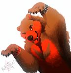  2013 5_fingers anthro bear black_lips kero_tzuki mammal open_mouth orange_eyes orange_tongue paws simple_background smile teeth tongue white_background 