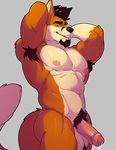  anthro armpit_hair canine fox fur hair humanoid_penis invalid_tag jake_northcote knuxlight male mammal muscular nipples nude pecs penis precum pubes uncut 