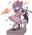  &gt;:( ankle_socks ascot bangs bat bat_wings bow brick_floor clenched_hand closed_mouth cross frilled_shirt frilled_skirt frilled_sleeves frills frown full_body hair_between_eyes hat hat_bow hat_ribbon holding holding_weapon loafers lowres mob_cap moss outstretched_arms pink_shirt pink_skirt pixel_art puffy_short_sleeves puffy_sleeves purple_hair red_bow red_eyes red_ribbon remilia_scarlet ribbon shirt shoes short_hair short_sleeves skirt socks solo spear_the_gungnir standing touhou transparent_background usamata v-shaped_eyebrows weapon white_legwear wings 