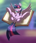  2017 absurd_res anus book dock equine feathered_wings feathers female feral friendship_is_magic hair hi_res hooves horn licking licking_lips looking_at_viewer mammal my_little_pony otakuap pussy smile solo spread_legs spreading tongue tongue_out twilight_sparkle_(mlp) underhoof winged_unicorn wings 