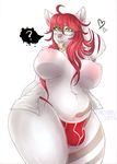  &lt;3 2016 ? anthro big_breasts breasts bulge clothed clothing dialogue dickgirl digital_media_(artwork) english_text eyewear facial_piercing feline front_view fur glasses hair hi_res intersex long_hair looking_at_viewer low-angle_view mammal navel nipple_piercing nipples nose_piercing panties partially_clothed piercing red_hair reptile scalie shirt signature simple_background slightly_chubby slit_pipils snake solo speech_bubble tattoo text tongue tongue_out topless underwear white_background white_fur wide_hips xenchiiru yellow_eyes yellow_sclera 