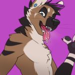  2015 anthro black_fur blue_eyes brown_fur canine drooling fur ludo lundi male mammal maned_wolf open_mouth saliva simple_background solo stripes tongue whiskers white_fur wolf 