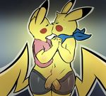  anthro boxers_(clothing) circumcised clothing dacad erection frottage hand_holding humanoid_penis kissing male male/male navel nintendo penis pikachu pok&eacute;mon sex shirt standing t-shirt uncut underwear video_games 