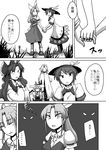  5girls alternate_hair_length alternate_hairstyle ascot belt boots bow bowtie bracelet cloak closed_eyes comic crossed_arms crystal detached_sleeves dress faceless faceless_female facing_another facing_viewer flandre_scarlet food fruit grass greyscale hair_bow hair_ribbon hair_tubes hakurei_reimu hat hat_ribbon hinanawi_tenshi holding_hand jewelry long_hair maid_headdress mob_cap monochrome multiple_girls peach ponytail puffy_short_sleeves puffy_sleeves ribbon short_hair short_sleeves side_ponytail spoken_ellipsis sweat temu touhou touhou_(pc-98) translated watatsuki_no_yorihime wide_sleeves wings yumeko 