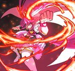 aino_megumi angry black_shirt boots bow bright_pupils brooch cape clenched_hand clenched_teeth cure_lovely fighting_stance fire full_body happinesscharge_precure! highres jersey_68 jewelry long_hair looking_at_viewer magical_girl pink_bow pink_eyes pink_hair pink_skirt ponytail precure puffy_sleeves shirt sidelocks skirt solo teeth thigh_boots thighhighs white_footwear wrist_cuffs 