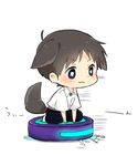  :3 animal_ears blue_eyes brown_hair chibi dog_ears dog_tail dogboy full_body ikari_shinji kururugi_shiro male_focus miniboy neon_genesis_evangelion roomba solo tail v-shaped_eyebrows 