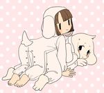  all_fours animal_onesie anthro asriel_dreemurr caprine chara_(undertale) child clothing costume cub cute duo female fur goat human male male/female mammal pajamas semi undertale video_games white_fur young 