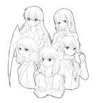  breasts coat genderswap genderswap_(mtf) glasses hair_ornament juumonji_tsubasa kain_(kyoukai_no_rinne) kyoukai_no_rinne long_hair masato_(kyoukai_no_rinne) matsugo_(kyoukai_no_rinne) monochrome open_mouth rokudou_rinne short_hair smile 