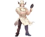  alternate_costume animal_ears apron baotorda blonde_hair blue_eyes chef_hat chef_uniform draph frying_pan full_body granblue_fantasy hat horns male_focus minaba_hideo official_art solo transparent_background 