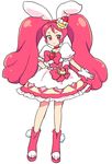  animal_ears bow bunny_ears cake_hair_ornament choker cure_whip dress eroe extra_ears food_themed_hair_ornament full_body gloves hair_ornament hand_on_hip kirakira_precure_a_la_mode long_hair looking_at_viewer magical_girl pink_bow pink_choker pink_footwear pink_hair precure protected_link puffy_short_sleeves puffy_sleeves shoes short_sleeves simple_background solo standing twintails usami_ichika white_background white_gloves 