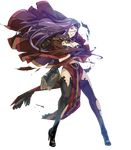  black_gloves black_legwear book breasts cape circlet cleavage dress earrings fire_emblem fire_emblem_echoes:_mou_hitori_no_eiyuuou fire_emblem_heroes full_body fur_trim gloves high_heels highres holding holding_book jewelry lace lace-trimmed_thighhighs lace_trim large_breasts lips lipstick long_hair looking_away makeup official_art one_eye_closed parted_lips pelvic_curtain solo sonia_(fire_emblem_gaiden) strapless strapless_dress thighhighs torn_cape torn_clothes torn_dress torn_legwear transparent_background yura_(ub4u) 