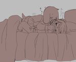  anthro asriel_dreemurr bed blush bottomless caprine chara_(undertale) child clothed clothing covering_mouth cub cute duo female fingering fur goat human human_on_anthro interspecies legwear lying male male/female mammal semi socks undertale video_games white_fur young 