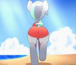  2017 animated beach butt camel_toe clothed clothing dock equine fan_character female feral hair hi_res horse mammal multicolored_hair my_little_pony n0nnny outside rear_view seaside solo two_tone_hair 