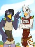  anthro avian bird breath_of_the_wild duo feathers fuze green_eyes grey_feathers harth_(zelda) male nintendo rito teba_(zelda) the_legend_of_zelda video_games white_feathers yellow_eyes 