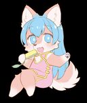 blue_eyes blue_hair chinese_clothes dangan dog furry ice_cream open_mouth 
