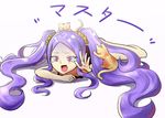  1girl cat fate/grand_order fate_(series) hair_ornament long_hair open_mouth pink_eyes purple_hair tears twintails wu_zetian_(fate/grand_order) 