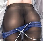  ass blue_swimsuit close-up crotch_seam fate/grand_order fate_(series) from_behind kotatsu_(kotatsu358) lying mash_kyrielight no_panties on_stomach one-piece_swimsuit pantyhose school_swimsuit solo swimsuit swimsuit_pull thighband_pantyhose thighs 