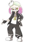  2017 beauty_mark cephalopod clothing cosplay crown fangs female fingerless_gloves footwear gloves hair humanoid inkling jacket jewelry marine mask necklace nintendo not_furry pearl_(splatoon) pok&eacute;mon short_hair solo splatoon squid tentacle_hair tentacles theartoftigara video_games yellow_eyes 