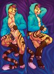  animal_genitalia aroused balls bottomless butt cheetah clothed clothing dakimakura_design feline flit_(gojithefox) hair hoodie kadohusky male mammal penis precum sheath solo tsaiwolf 