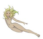  1girl blonde_hair breasts cat dark_skin feet female gravity_daze kitten_(gravity_daze) long_hair nipples nude nude_filter photoshop pixiv_id_5156833 pussy red_eyes small_breasts solo 