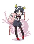  :p backpack bag bandaid bandaid_on_knee black_hair black_legwear blue_eyes blush catchphrase cherry_print commentary cosplay eyebrows_visible_through_hair food_print gloves hachikuji_mayoi hachikuji_mayoi_(cosplay) hair_ribbon hairband highres kaban_(kemono_friends) kemono_friends monogatari_(series) pantyhose red_ribbon ribbon shipii_(jigglypuff) short_hair short_twintails silhouette snail solo tongue tongue_out torn_clothes torn_legwear trait_connection translated twintails two_side_up 