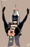  anal_beads bdsm black_hair blake_belladonna blindfold bondage breasts dildo drooling hair_ornament hair_ribbon highres insertion medium_breasts open_mouth ribbon rwby saliva sex_toy sinner!_(sillygirl) spread_legs suspension tape thighhighs tongue tongue_out torn_clothes torn_thighhighs vaginal_insertion 