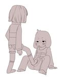 anthro asriel_dreemurr caprine chara_(undertale) child clothed clothing cub duo female foot_domination fur goat human human_on_anthro interspecies male male/female mammal semi sitting spreading standing undertale video_games white_fur young 
