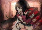  1girl aeus black_hair claws female highres long_hair pointing pointing_at_viewer solo tales_of_(series) tales_of_berseria velvet_crowe wallpaper yellow_eyes 