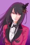  absurdres alternate_costume bad_id bad_pixiv_id black_hair cosplay fusou_(kantai_collection) gradient gradient_background highres jabami_yumeko jabami_yumeko_(cosplay) kakegurui kantai_collection long_hair purple_background red_eyes s.h.o_han solo 