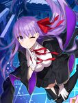  bb_(fate)_(all) bb_(fate/extra_ccc) cape fate/extra fate/extra_ccc fate_(series) gloves hair_ribbon long_hair one_eye_closed purple_eyes purple_hair ribbon shirako_miso skirt solo thighhighs very_long_hair 