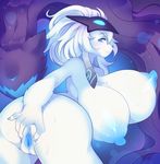  ambiguous_gender anthro big_breasts blue_eyes blue_nipples breasts butt canine caprine duo female fur hair huge_breasts kindred_(lol) lamb_(lol) league_of_legends long_ears mammal mask nipples nude presenting pussy raikissu riot_games sheep spirit sweat thick_thighs video_games white_fur wolf wolf_(lol) 