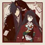  black_hair braid brown_eyes gloves hat kimono long_hair m_(_yumeu22) ribbon rokurou_rangetsu smile tales_of_(series) tales_of_berseria tattoo tied_hair umbrella velvet_crowe wafuku 