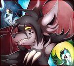  2016 absurd_res ambiguous_gender black_fur black_nose claws digital_media_(artwork) fangs feral fur grey_fur group hair hi_res hyena luxuria male mammal markings mightyena nintendo pok&eacute;mon rareel sharp_teeth smile teeth video_games yellow_eyes 