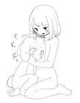  age_difference anthro asriel_dreemurr blush caprine chara_(undertale) child cub duo female fur goat holding_head human kneeling male male/female mammal semi sitting size_difference surprise undertale video_games white_fur young 
