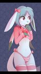  &lt;3 anthro bow clothing collar cute eeveelution girly glaceon glacey male nintendo pok&eacute;mon rainbow shy solo stripes underwear video_games 