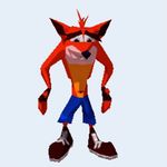  3d_(artwork) animated bandicoot clothing crash_bandicoot crash_bandicoot_(series) digital_media_(artwork) eyes_closed fingerless_gloves footwear gloves male mammal marsupial navel shoes shorts simple_background solo video_games 