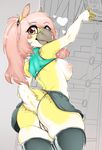  &lt;3 2017 absurd_res anthro areola avian beak big_breasts big_butt bird blush book breasts butt clothed clothing clothing_lift female fingers hair hi_res hybrid ladder legwear librarian long_hair looking_at_viewer mammal niis nipples open_mouth pink_hair pussy raised_skirt red_eyes shirt shirt_lift simple_background skirt smile solo standing stockings thick_thighs thigh_highs tongue upskirt voluptuous 