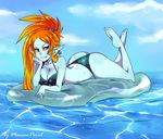  big_breasts bikini blue_skin breasts butt clothed clothing ear_piercing female hair humanoid imp jewelry long_hair looking_at_viewer lying maniacpaint midna nintendo not_furry on_front orange_hair outside panties piercing red_eyes sea skimpy sky smile soles solo swimsuit the_legend_of_zelda tight_clothing twili twilight_princess underwear video_games water yellow_sclera 